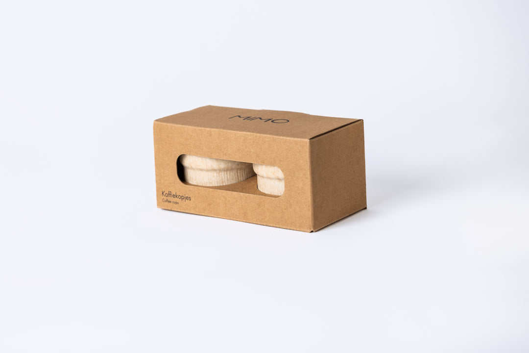 Keramisch koffiekopje Coral Clay van Mimo Homeware, verpakt per set van 2 stuks in cadeauverpakking.